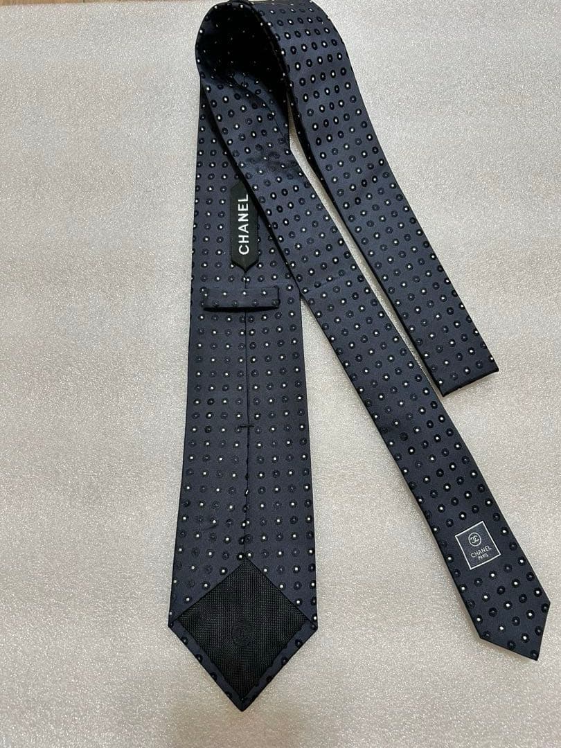 美品✨CHANEL シャネル ブランドネクタイ ココマーク ドット 小紋柄