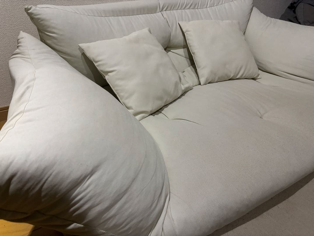 ホワイトフロアソファ リクライニング・クッション付き