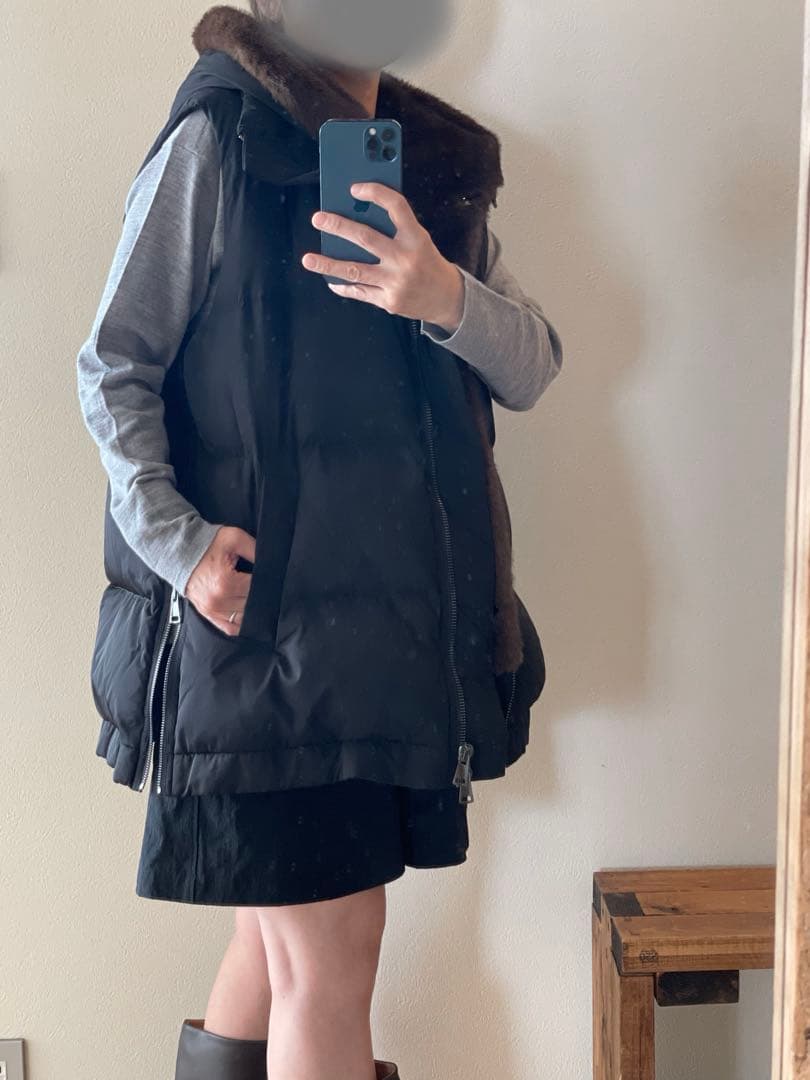 LOU ANDREA ルーアンドレア DOWN VEST ダウンベストBLACK