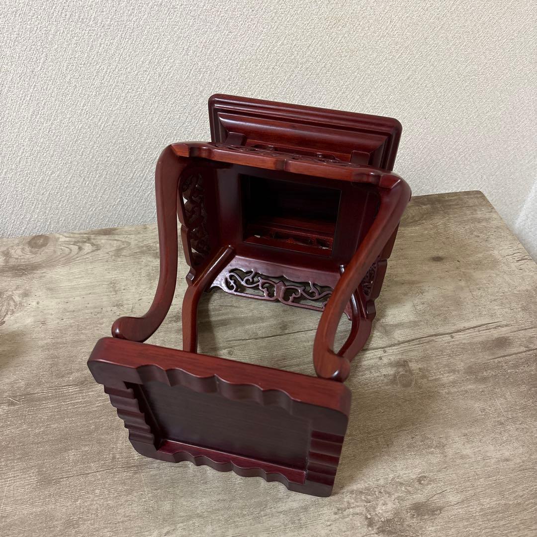 高級唐木花台　透かし彫り　紫檀　盆栽花台　懸崖花台　　加藤工芸ランプ　計2点