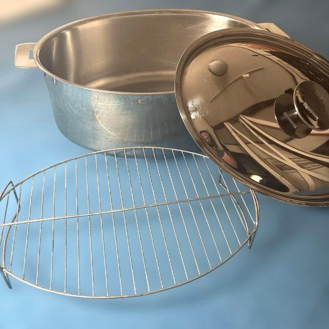 チェリーテラス　CRISTEL ステンレススチール 両手鍋 網棚付き 廃盤品