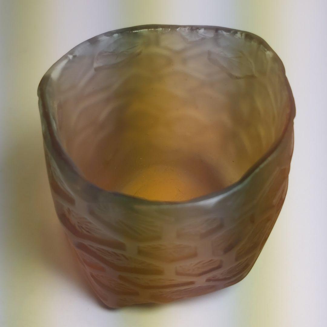ドーム フランス 新品 キャンドルポット アロマキャンドル付 花瓶 アンバー