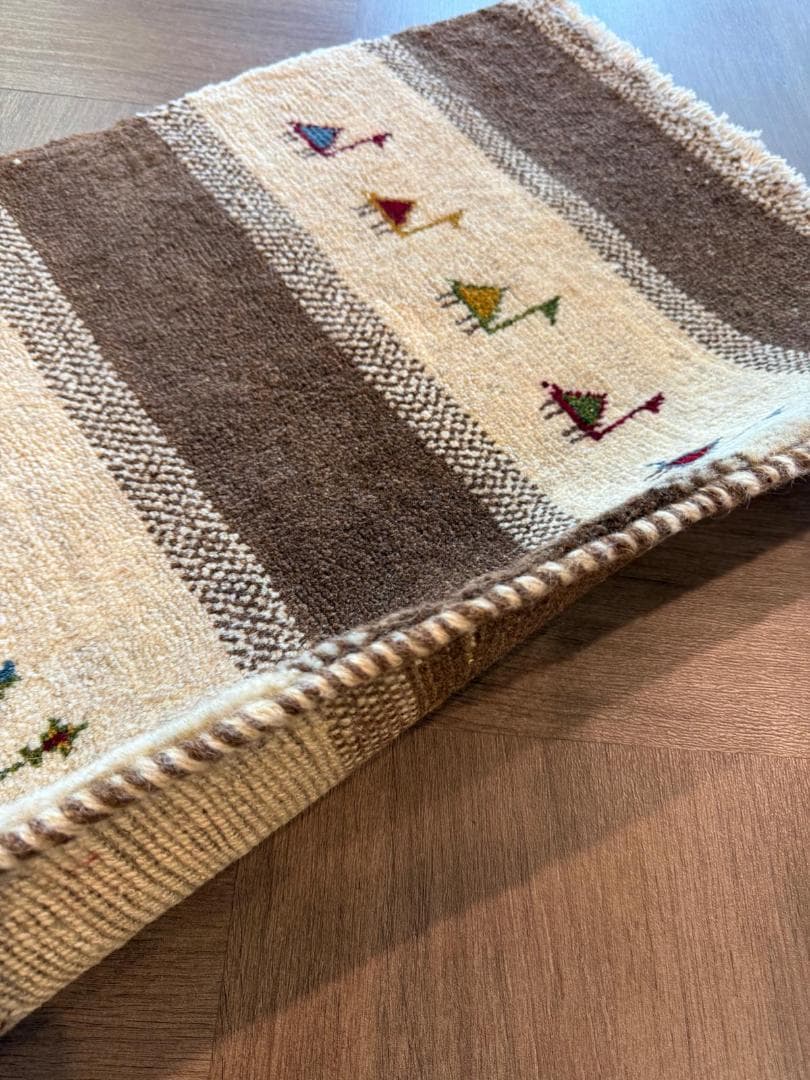 ギャッベ 93x64cm ペルシャ絨毯 手織り ギャベ 玄関マットラグ 絨毯