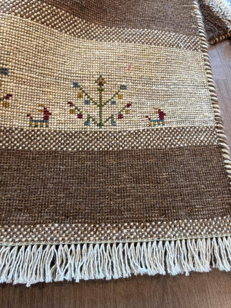 ギャッベ 93x64cm ペルシャ絨毯 手織り ギャベ 玄関マットラグ 絨毯