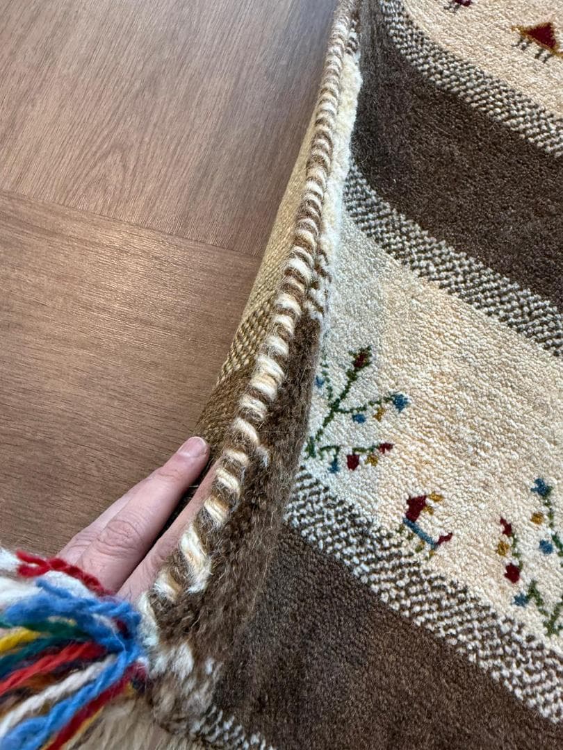 ギャッベ 93x64cm ペルシャ絨毯 手織り ギャベ 玄関マットラグ 絨毯