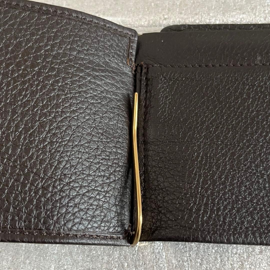 GUCCI グッチ マネークリップ　小銭入れ付き　メンズ レザー　 三つ折り財布