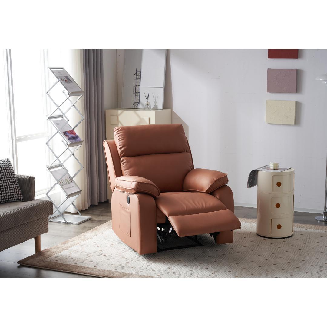 リクライニングソファー 電動リクライニングソファ オットマン一体型【キャメル】