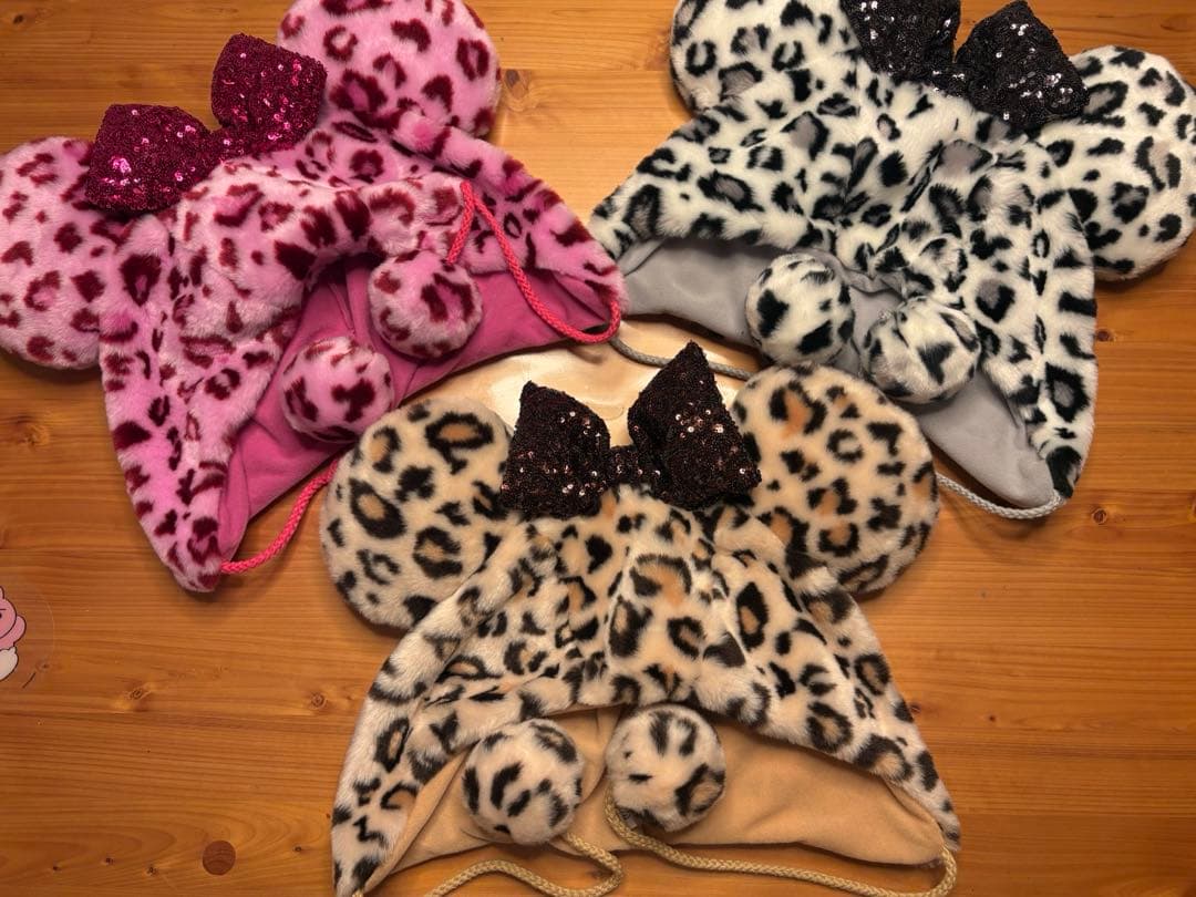 ディズニー ファンキャップ ヒョウ柄　3色セット【ピンク・グレー・茶】