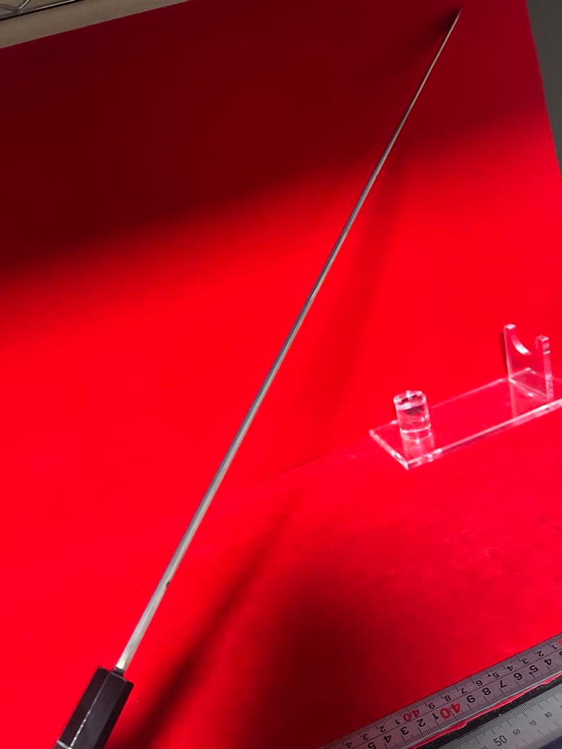 01569 包丁　マグロ包丁　先丸型　玉鋼製　銘有り　刃文綺麗　地肌有り　未使用