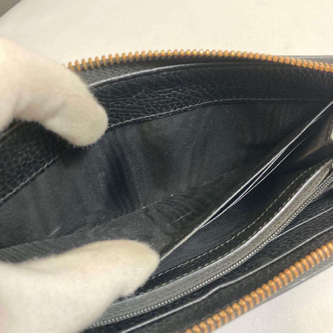 【美品】GUCCI グッチ　長財布　L字ファスナー　ブラック グッチシマ　レザー