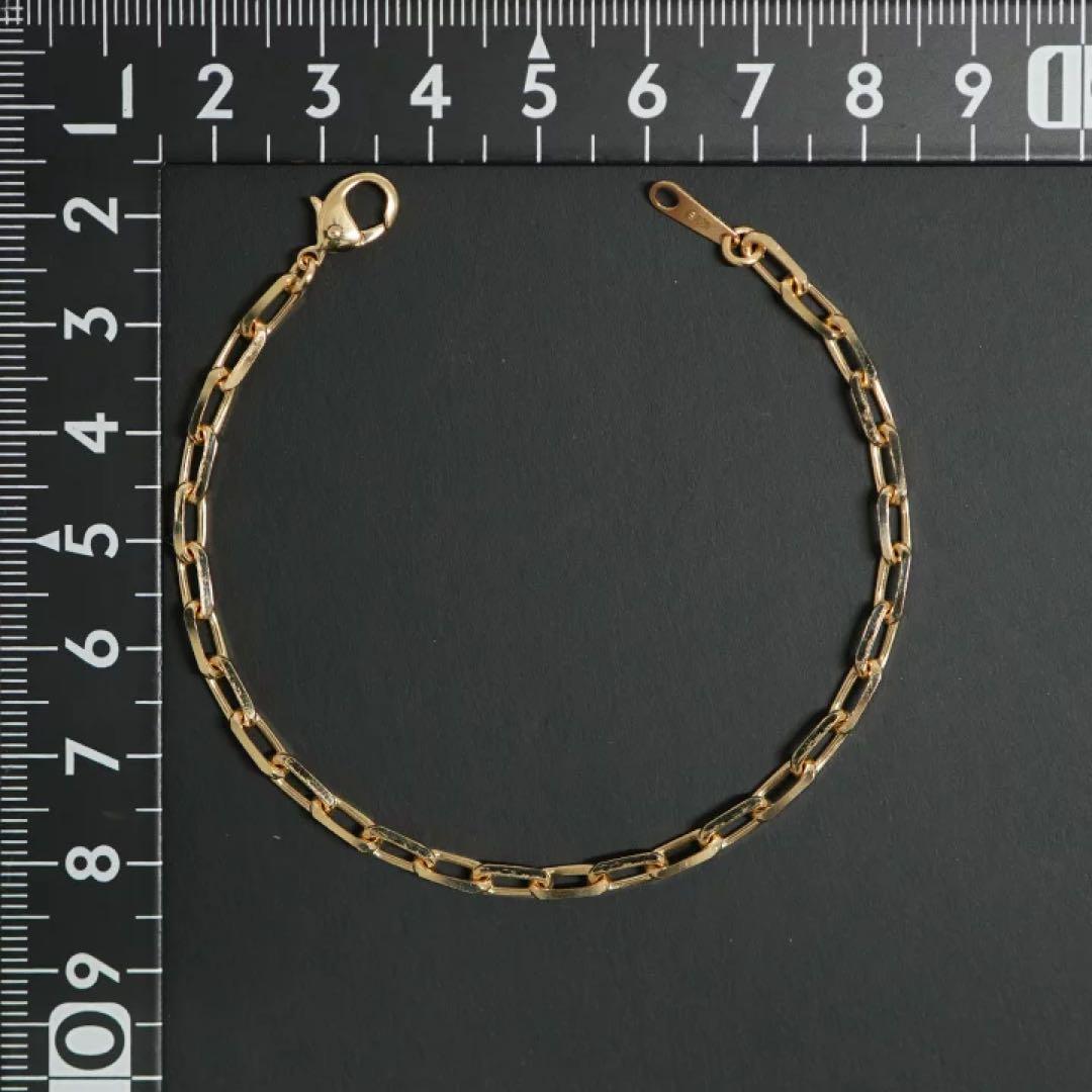 粗目小豆ブレスレット K18 幅3.8mm 1.2φ 18cm 小豆 チェーン