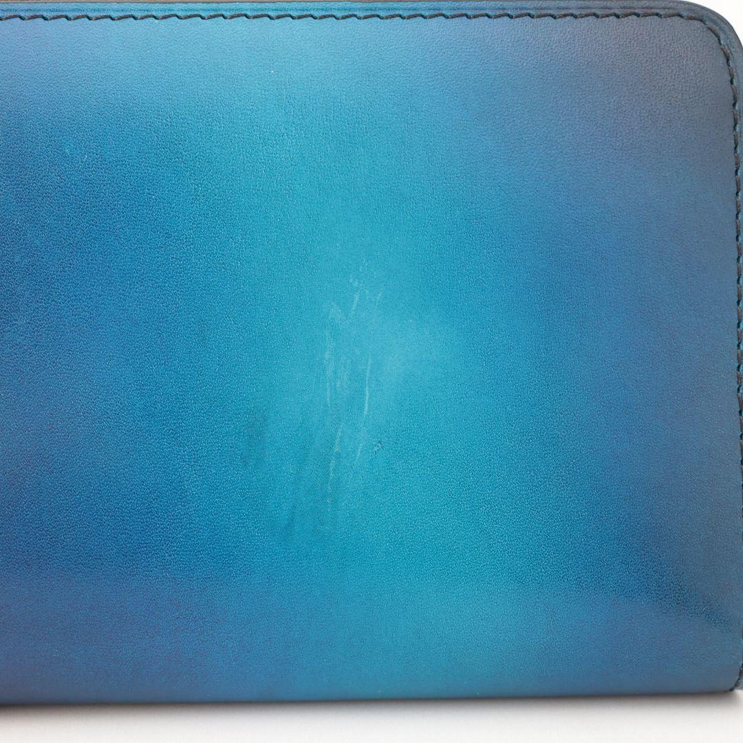 難有り訳あり yuhaku グラデーションブルー 長財布 ユハク 未使用