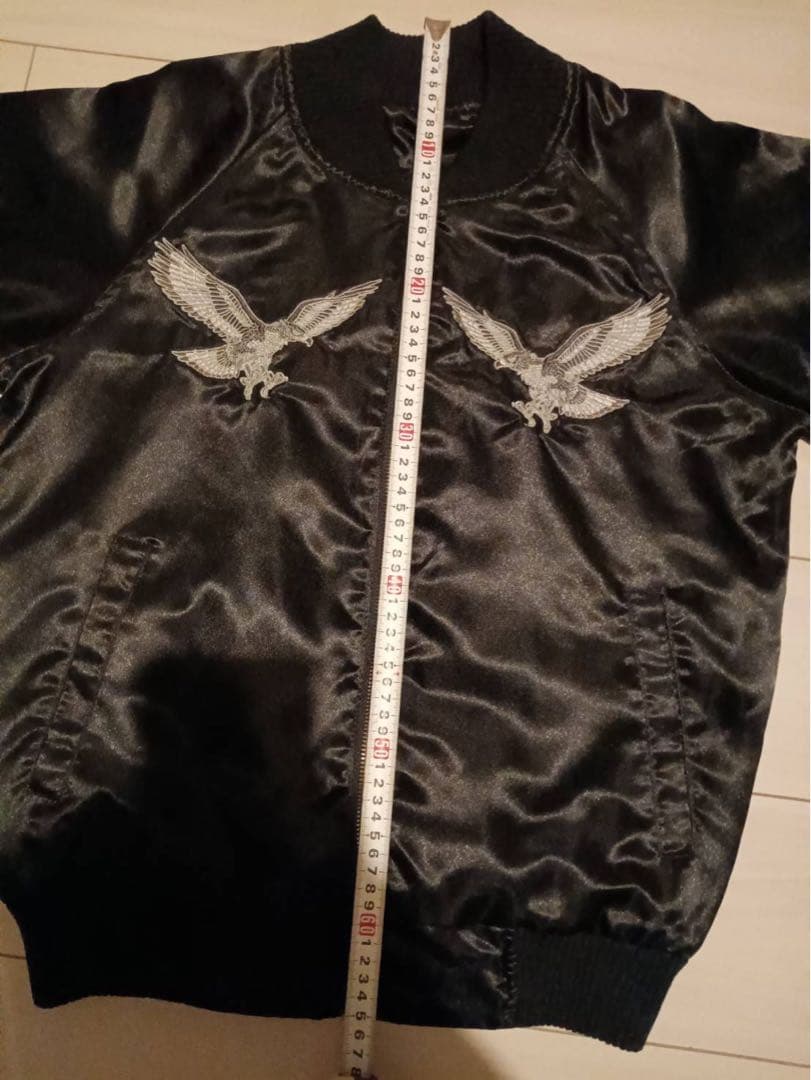 最終値下げ！！黒 スカジャン M 鷲の刺繍 日本