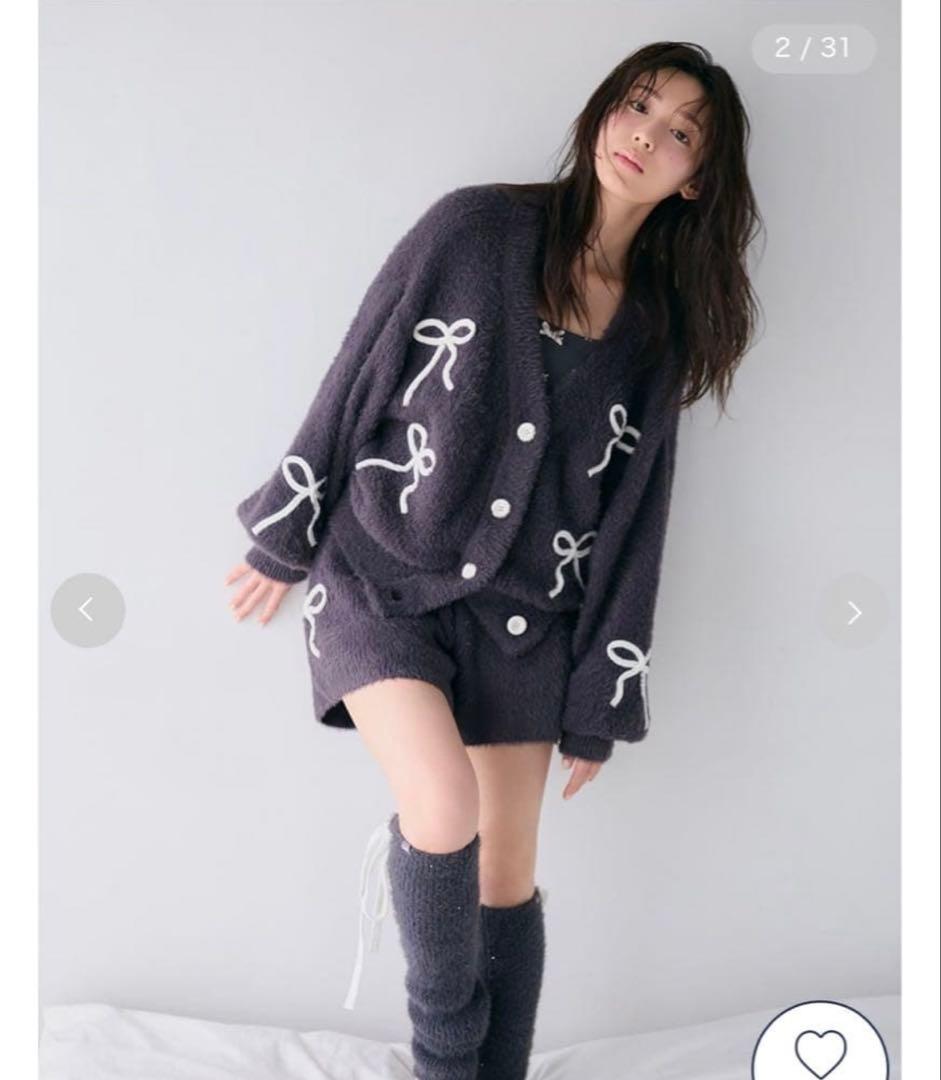 ジェラートピケ　リボンフェザーカーディガン&ショートパンツ　ハロウィン　リボン