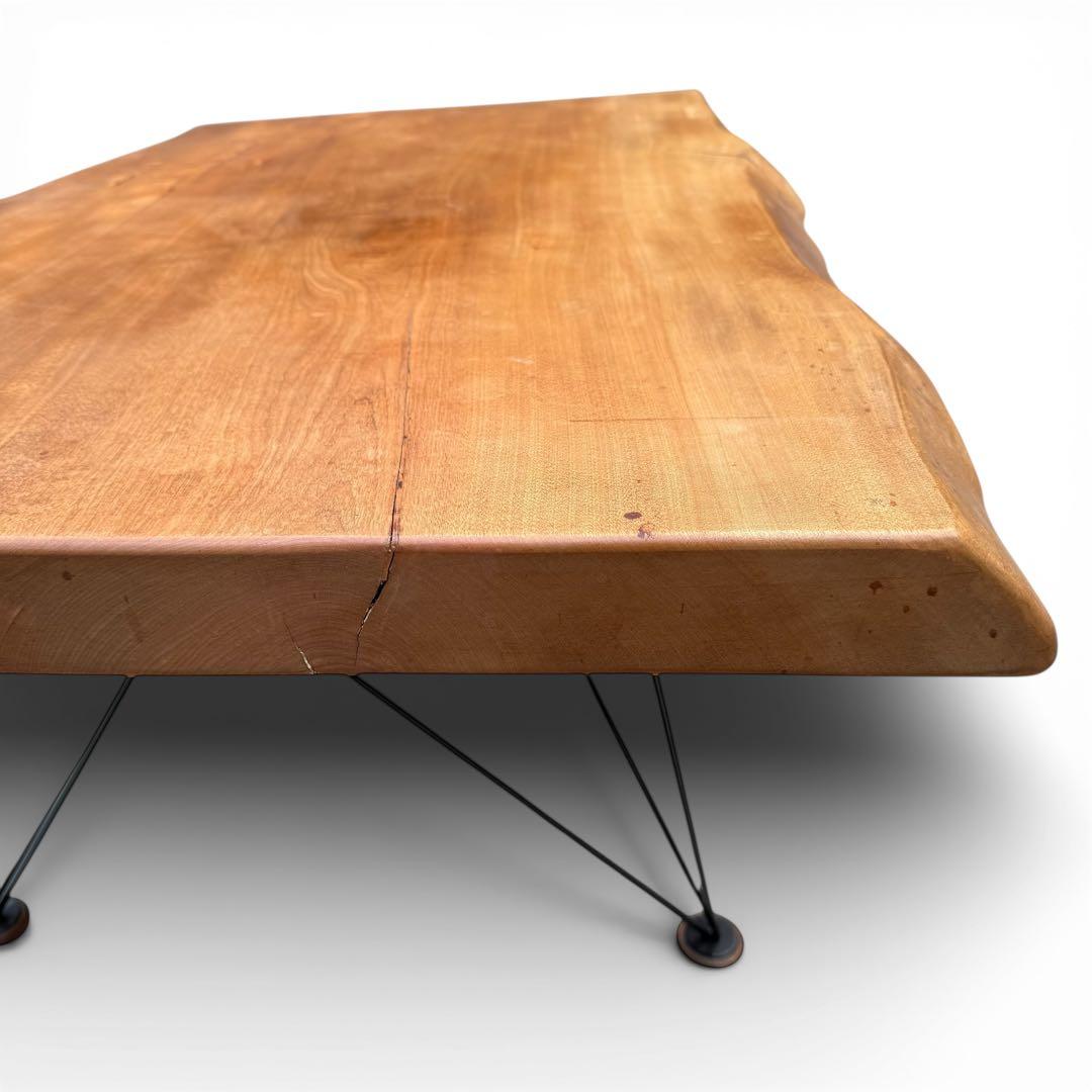 ろこん　一枚板 無垢材 アイアン　センターテーブル 座卓　幅125cm