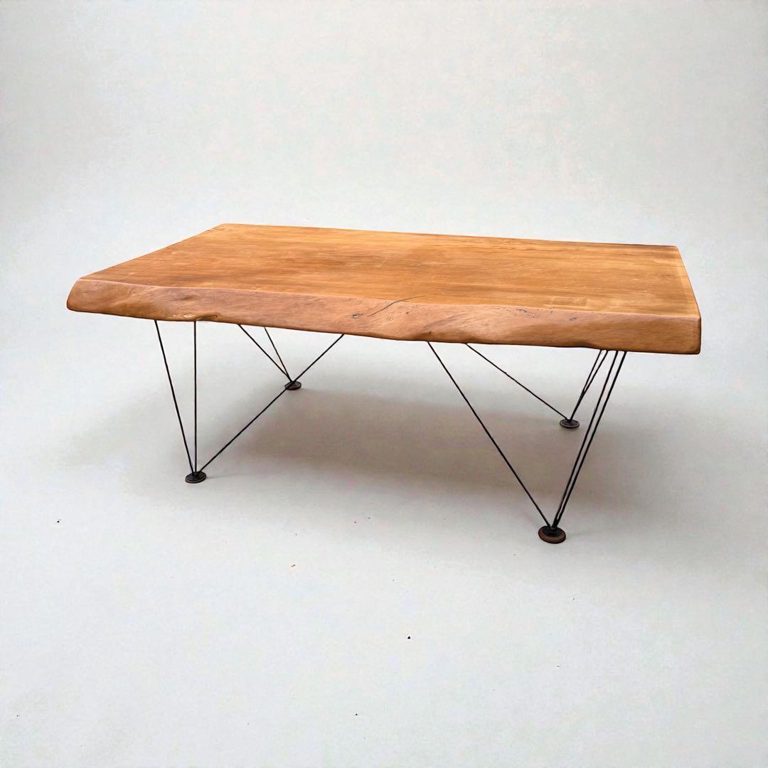 ろこん　一枚板 無垢材 アイアン　センターテーブル 座卓　幅125cm