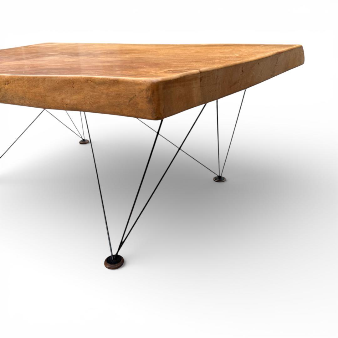 ろこん　一枚板 無垢材 アイアン　センターテーブル 座卓　幅125cm