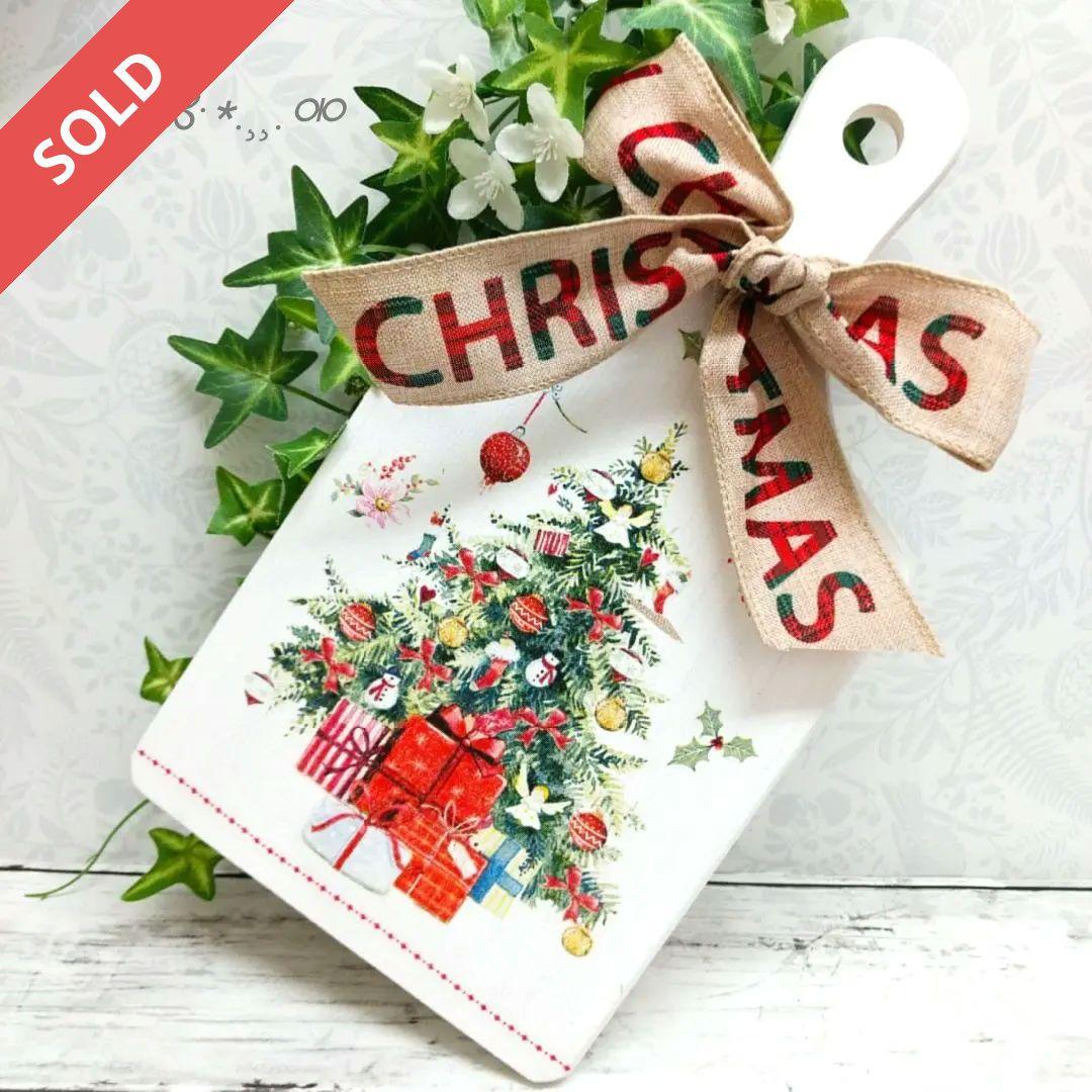 デコパージュ ꔛ‬ꕤ Xmasプレート(片面)♡インテリア♡ガーデン雑貨