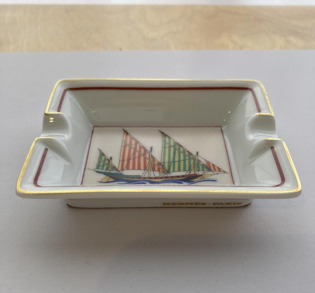 <新品>HERMES アッシュトレイ 帆船デザイン 灰皿 BOX付き