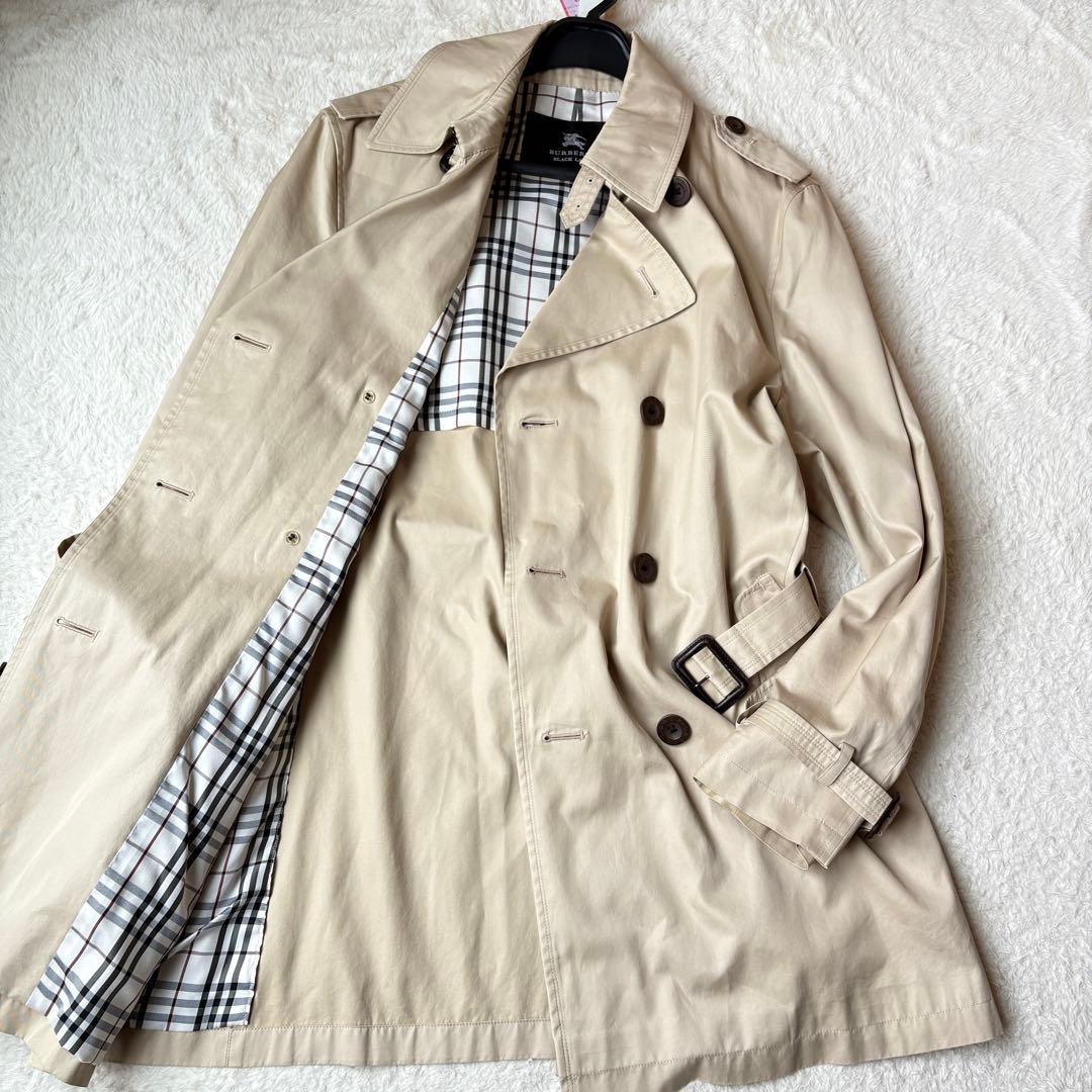 バーバリーブラックレーベル　トレンチコート　ダブル　ベージュ　Lサイズ