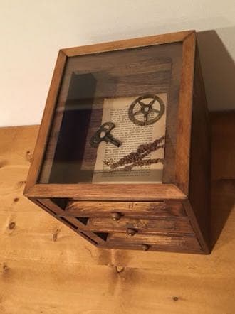 糸ケース ソーイングボックス 裁縫箱 ガラス 木製 アンティーク シャビー