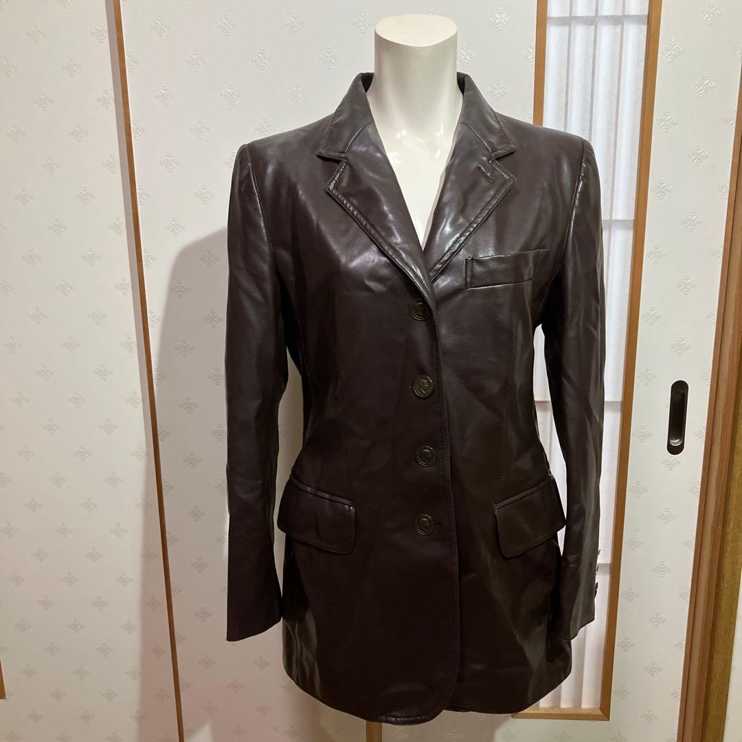 MOSCHINO COUTURE ダークブラウン レザー ジャケット　モスキーノ