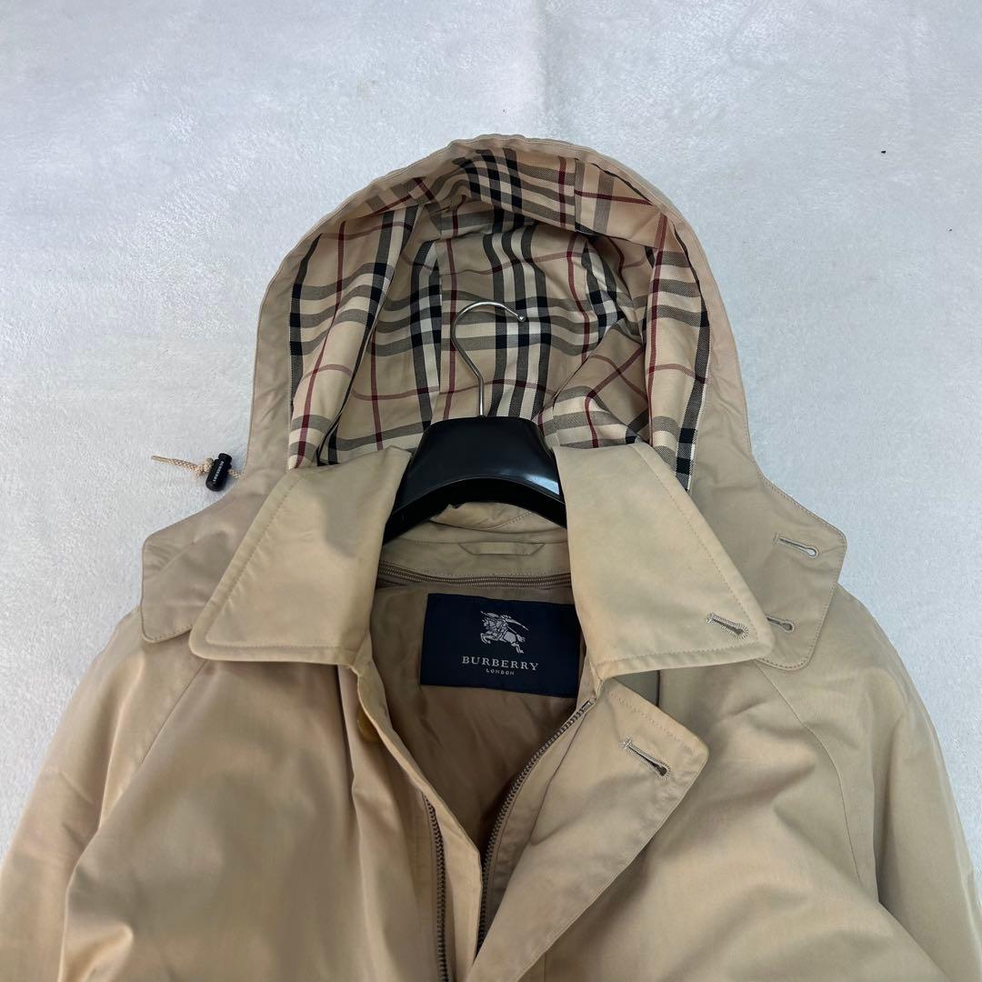バーバリーロンドン　ダウンライナー　ノバチェック　フードステンカラー　メンズ