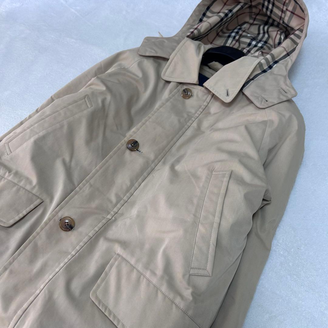 バーバリーロンドン　ダウンライナー　ノバチェック　フードステンカラー　メンズ