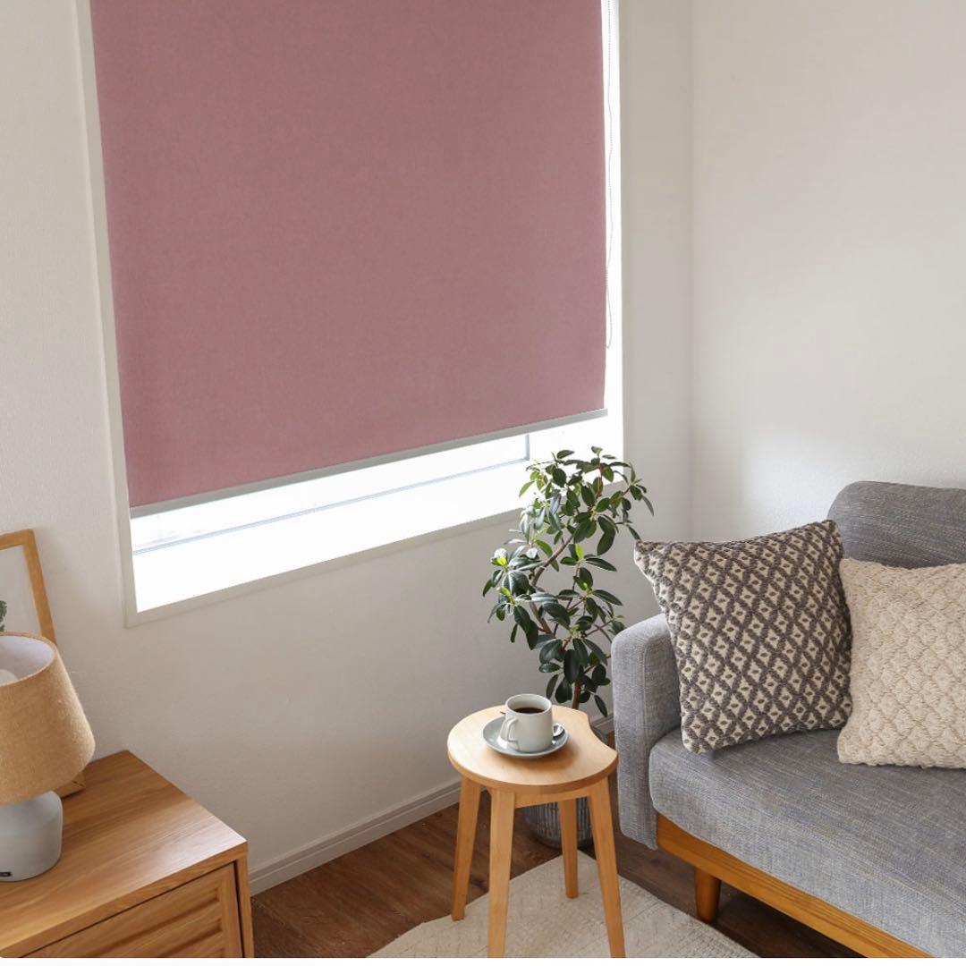 つっぱりロールススクリーン　カーテン ピンク 159cm