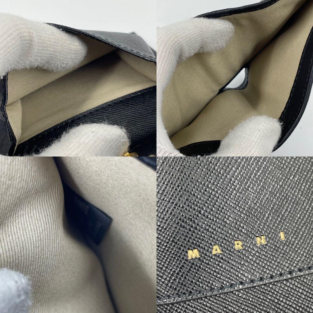未使用保管品✨ MARNI マルニ　折り財布　財布　レザー　ブラック　黒　金ロゴ