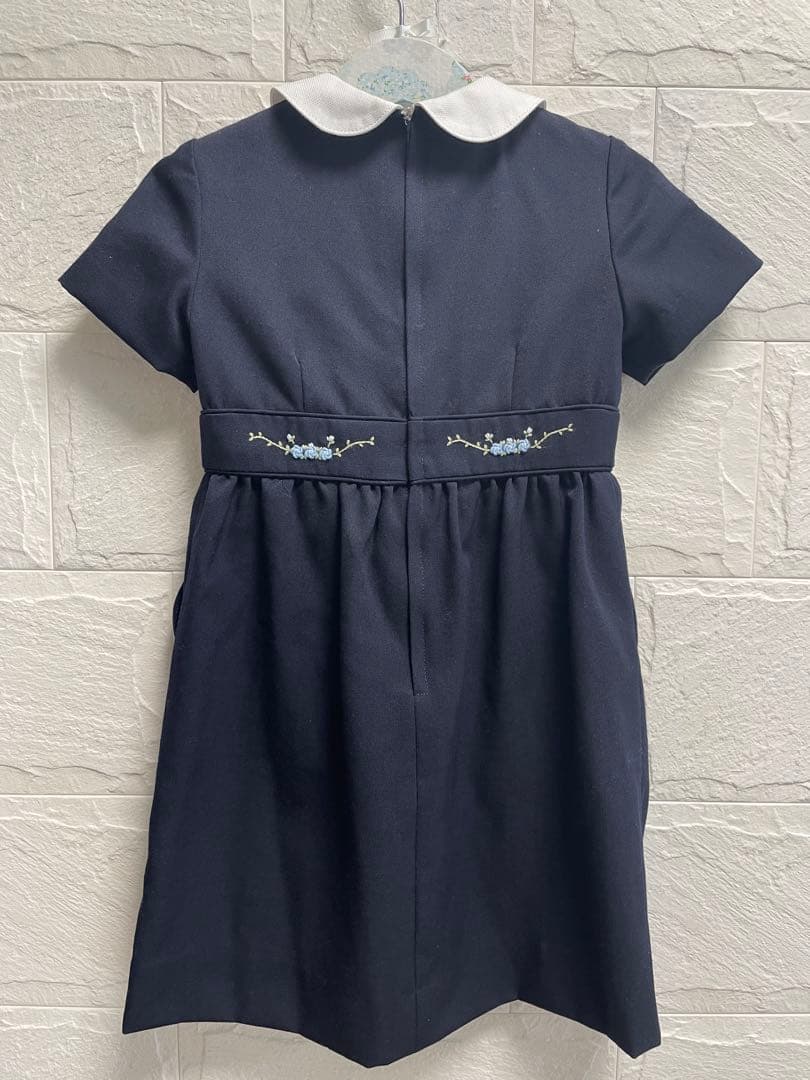 お値下げ！マムエモア　ネイビー 襟付き半袖ワンピース