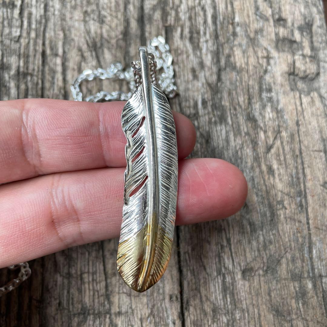 先金 右 フェザー ネックレス ハンドメイド ノーブランド アメカジ