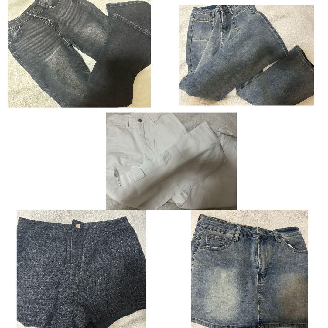 デニムパンツセット ダークブルー ライトブルー