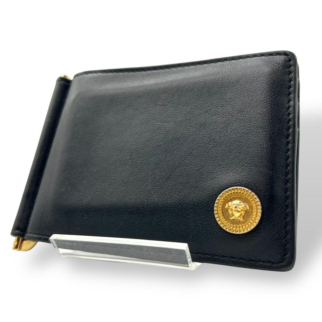 美品 1484 VERSACE マネークリップ 二つ折り メデューサ ブラック