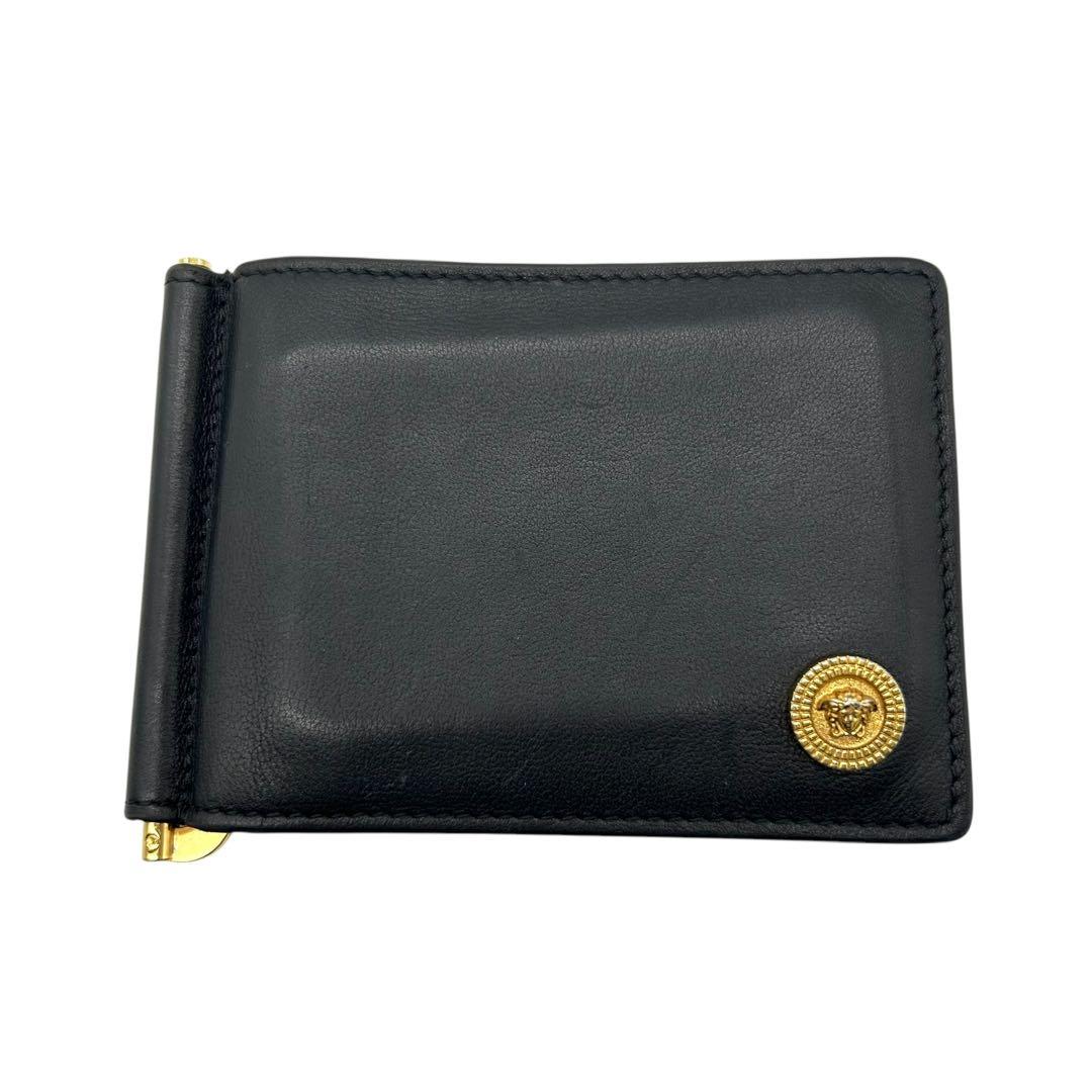 美品 1484 VERSACE マネークリップ 二つ折り メデューサ ブラック