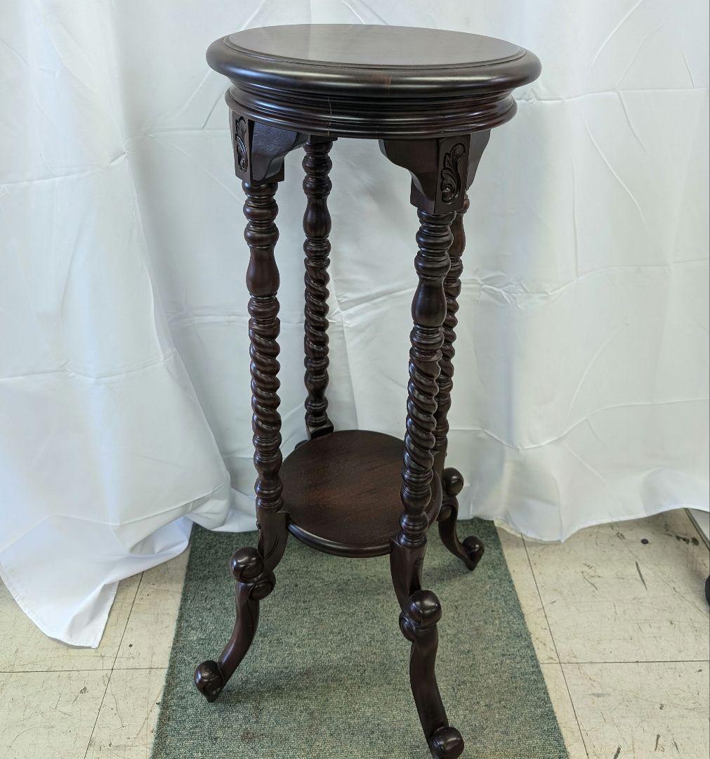 花台 ツイストレッグ 猫脚 飾り台 サイドテーブル 英国式 マホガニー レトロ