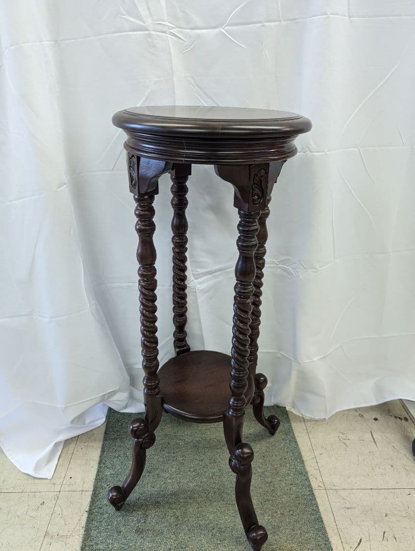 花台 ツイストレッグ 猫脚 飾り台 サイドテーブル 英国式 マホガニー レトロ