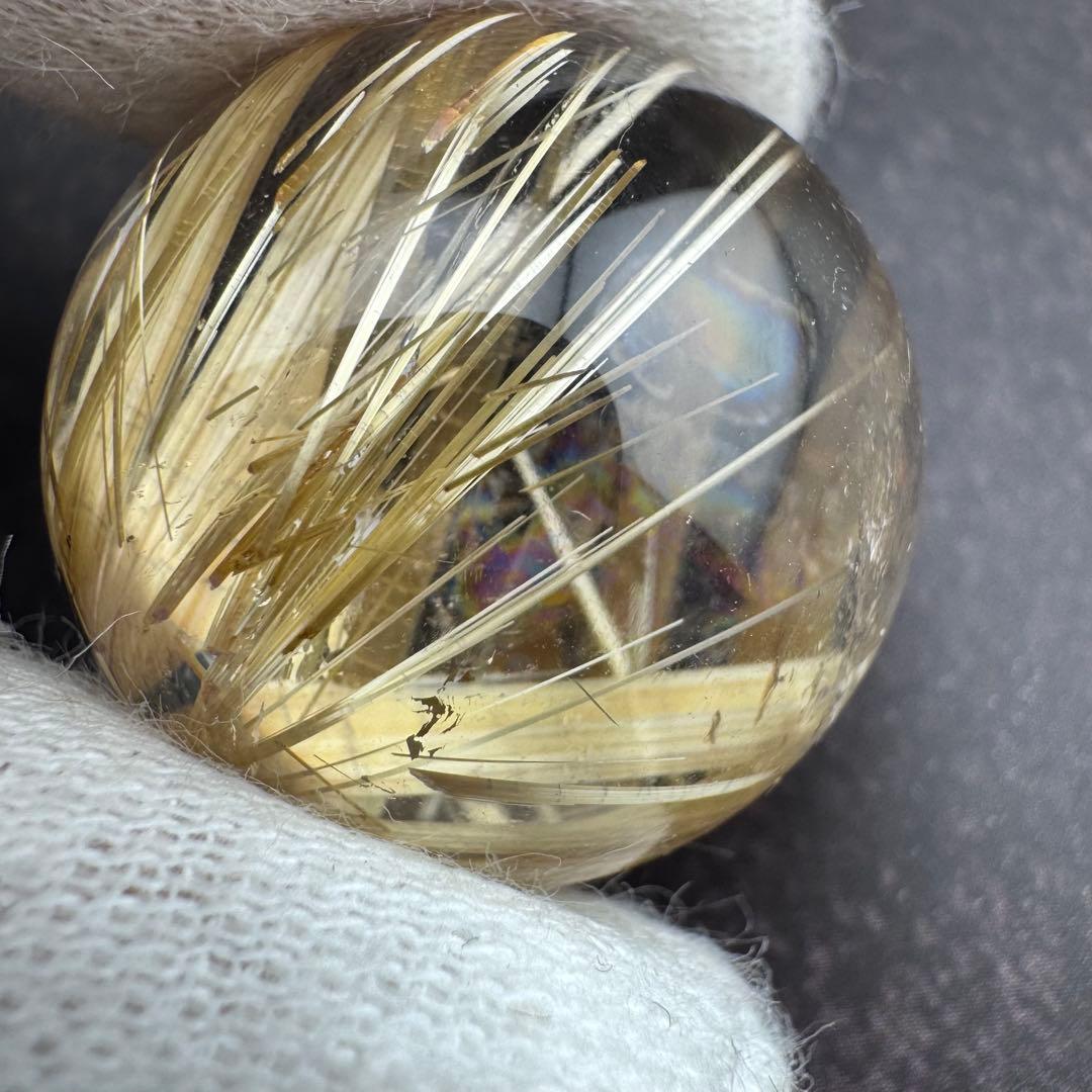 M-14タイチンルチルスフィア　丸玉　天然石　クリスタル　タイチンルチルクォーツ