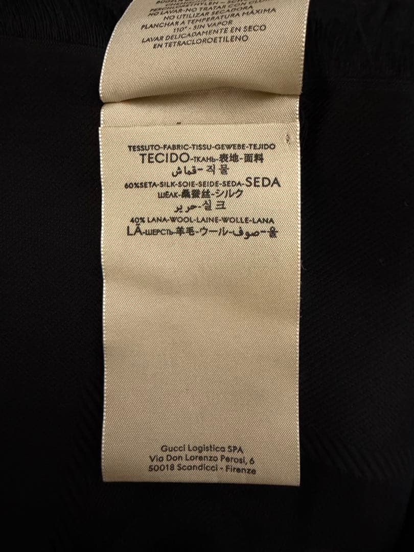 【美品・箱あり】GUCCI グッチ　シルク大判ストール ブラック 140×140