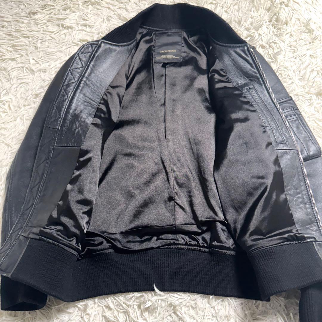 ジャックローズ　ラムレザー　MA-1 フライトジャケット　ブラック　黒　サイズ2