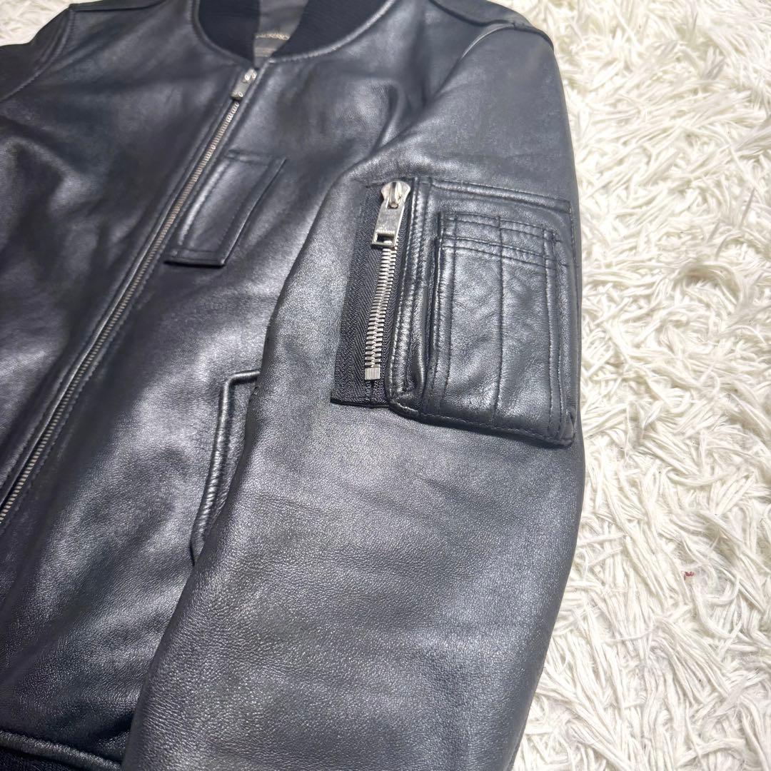 ジャックローズ　ラムレザー　MA-1 フライトジャケット　ブラック　黒　サイズ2