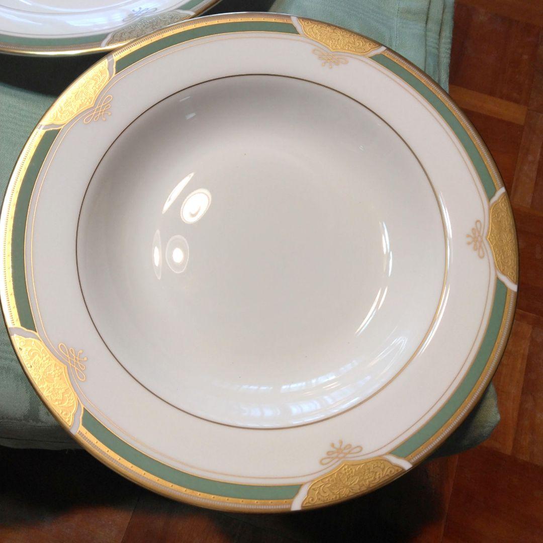 鳴海 皿2種類× 5枚 金色装飾グリーン