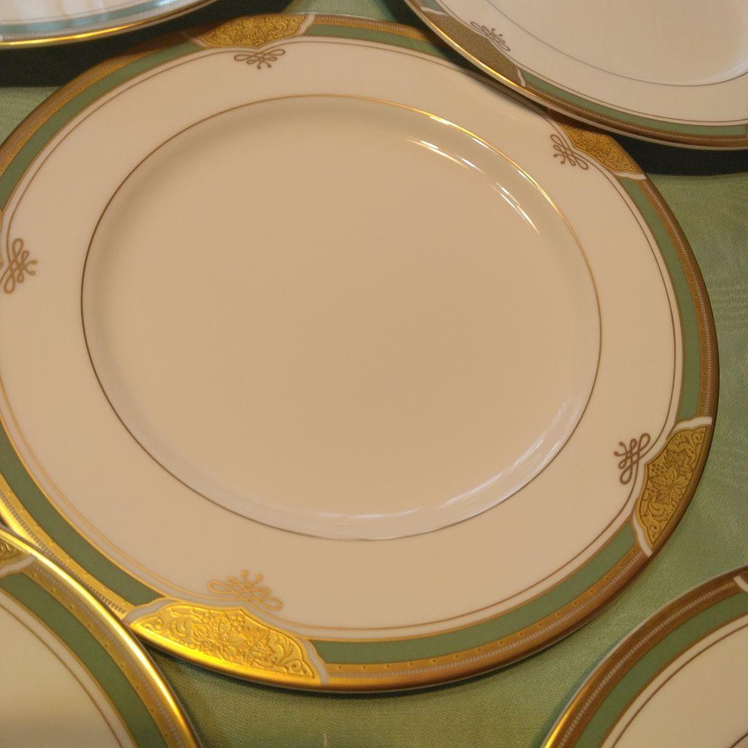 鳴海 皿2種類× 5枚 金色装飾グリーン