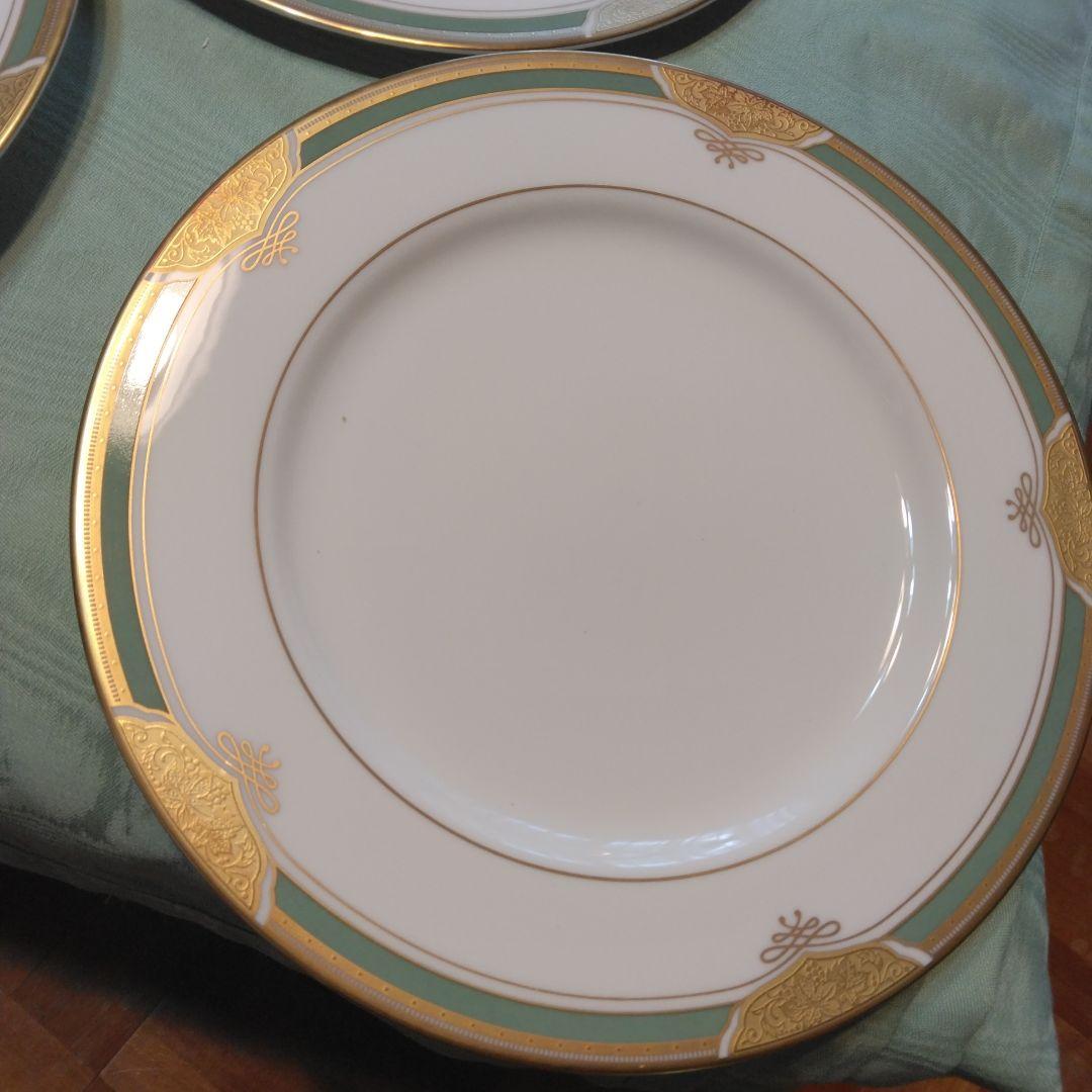 鳴海 皿2種類× 5枚 金色装飾グリーン