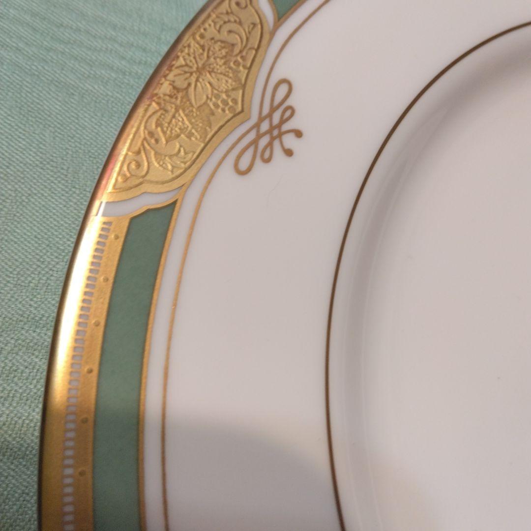 鳴海 皿2種類× 5枚 金色装飾グリーン