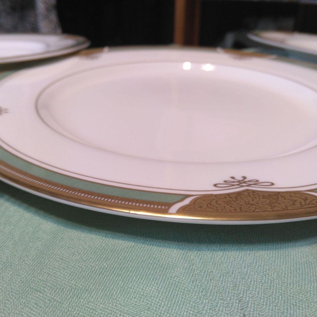 鳴海 皿2種類× 5枚 金色装飾グリーン