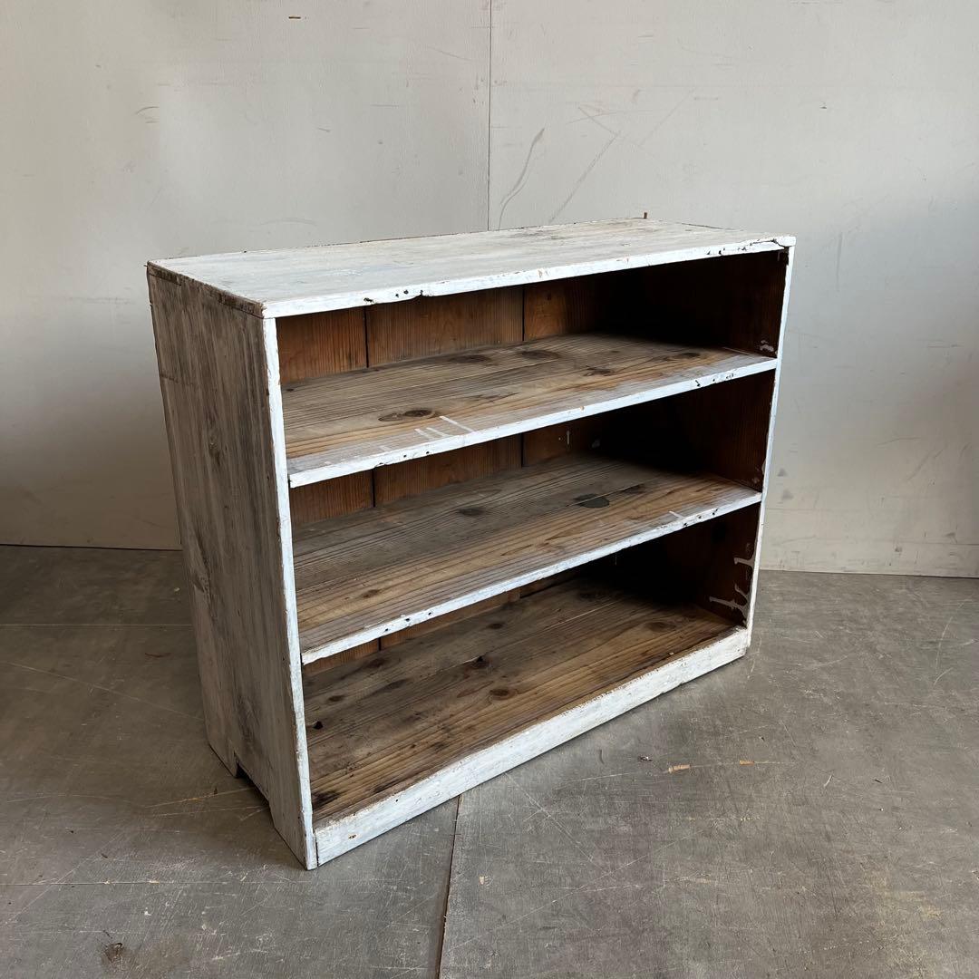 アンティーク シャビーシック 無垢材 飾り棚 オープンシェルフ レトロ ホワイト