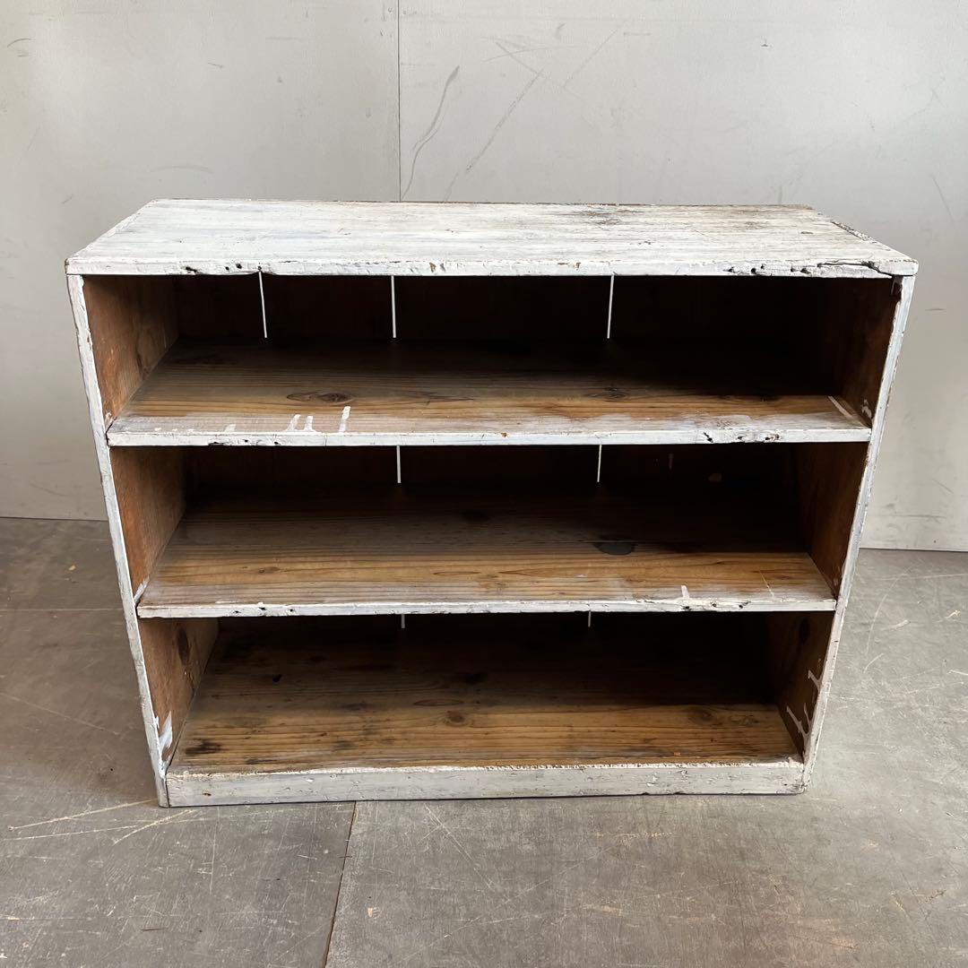 アンティーク シャビーシック 無垢材 飾り棚 オープンシェルフ レトロ ホワイト