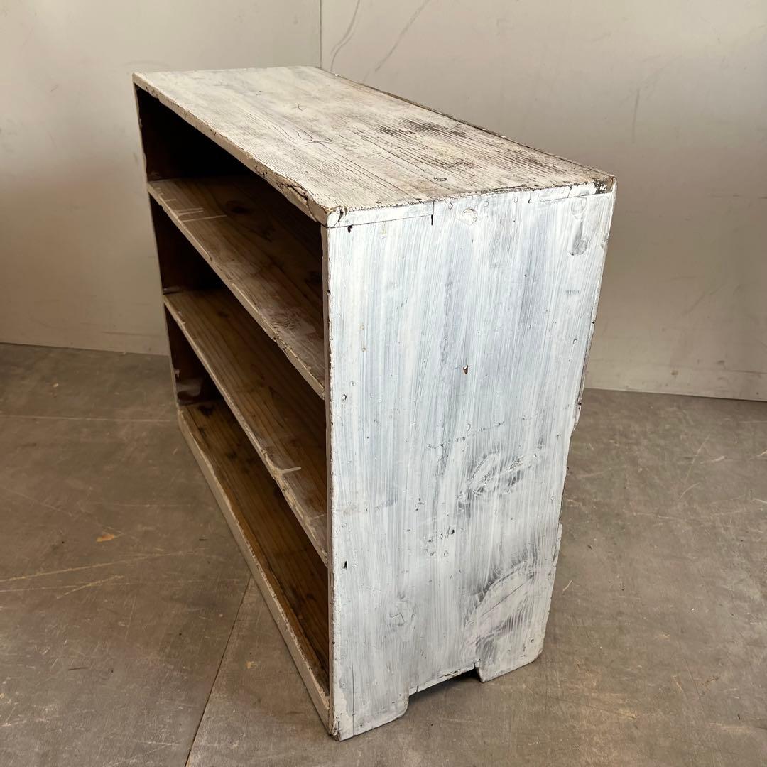 アンティーク シャビーシック 無垢材 飾り棚 オープンシェルフ レトロ ホワイト