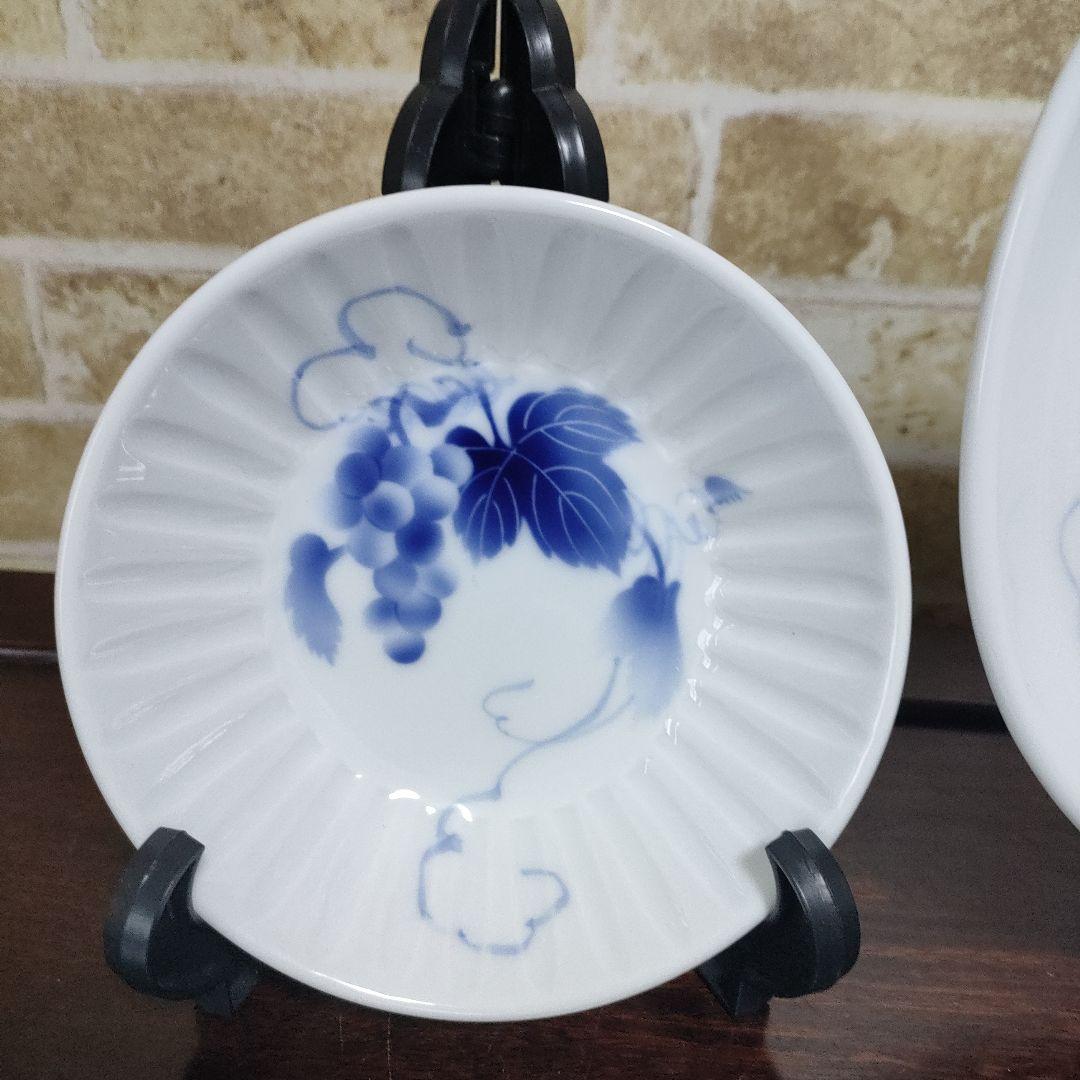 マロン有田焼 深川製磁 ブルーワイナリー しのぎ深小皿2枚＆楕円皿2枚